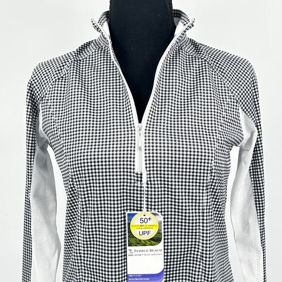 Pebble Beach Golf Performance Pullover Quarter Zip Black White Women’s XS NWT - Picture 3 of 8